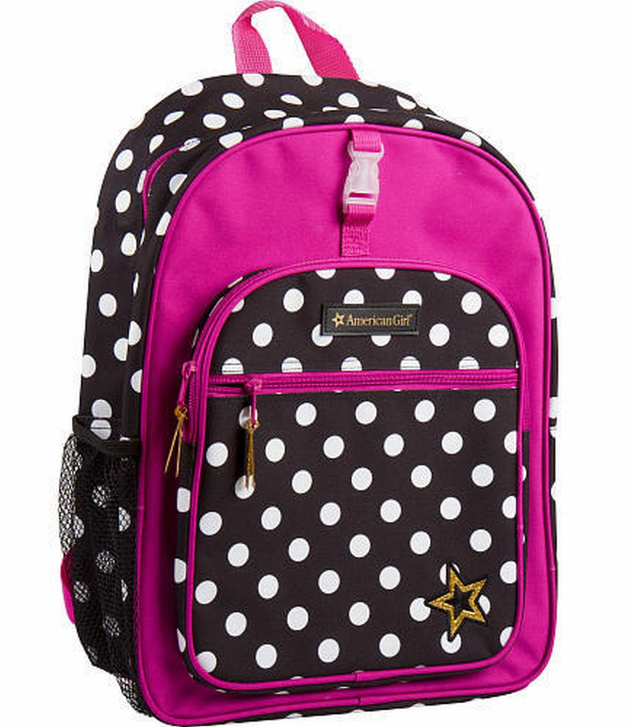 16 inch Backpack Black Polka Dot With Hot Pink Accents - www.waldenwongart.com