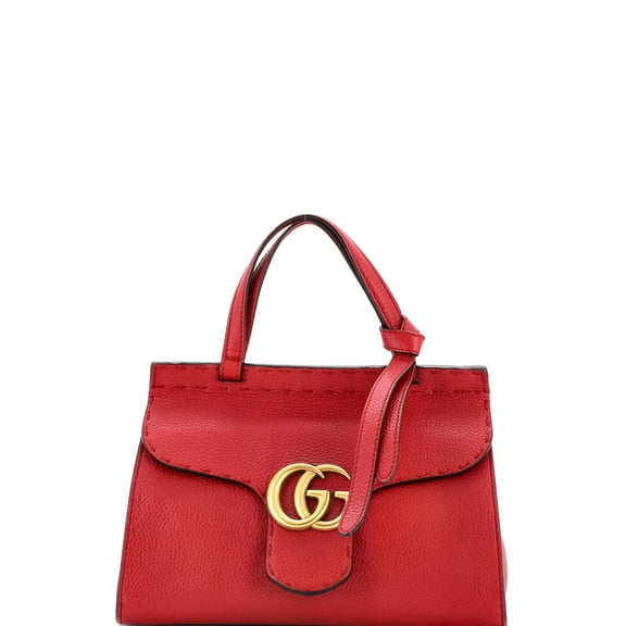 Pre-Owned GG Marmont Top Handle Bag Leather Mini By Rebag