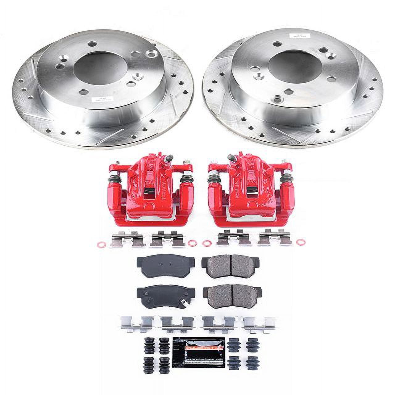PowerStop Rear Z23 Evolution Sport Brake Pad and Rotor Kit with Red Powder Coated Calipers Fits: HYUNDAI KIA Select Models KC5214