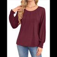 thumbnail image 2 of Camisas de Larga para Mujer, Blusas Plisadas Informales de Negocios con Puños Fruncidos. Vino Tinto XL, 2 of 8
