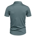 thumbnail image 4 of pstuiky camisetas de hombre, Camisa informal de negocios de color liso con solapa y botones de manga corta para hombre camisetas de hombre xl, 4 of 6
