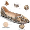 thumbnail image 2 of Women's Flats Shoes Rhinestone Pointed Toe Flats Comfort Low Wedge Dressy Flats Silver Bowknot Flats Light Weight Casual Ballet Shoes, 2 of 13