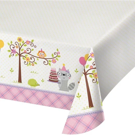 Happi Woodland Girl Animals 1St Birthday Party Decoration Plastic Tablecover