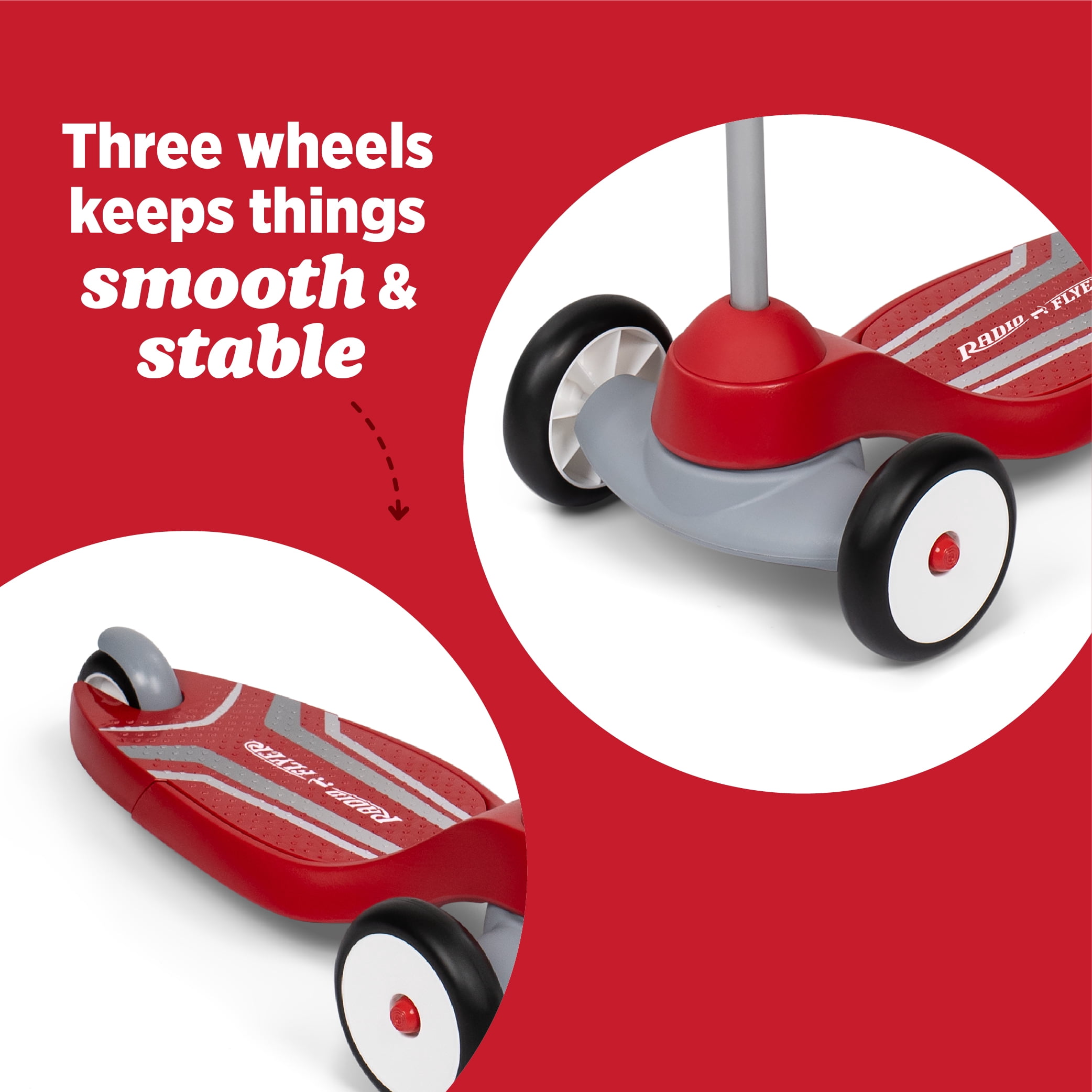 Radio Flyer My First Scooter for Beginner Riders with Extra-Wide Base for Stability, Red