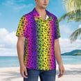 thumbnail image 3 of Bingfone Men's Short Sleeve Button Down Shirts Hawaiian Animal Paw Rainbow Printed Beach Shirt, 3 of 7