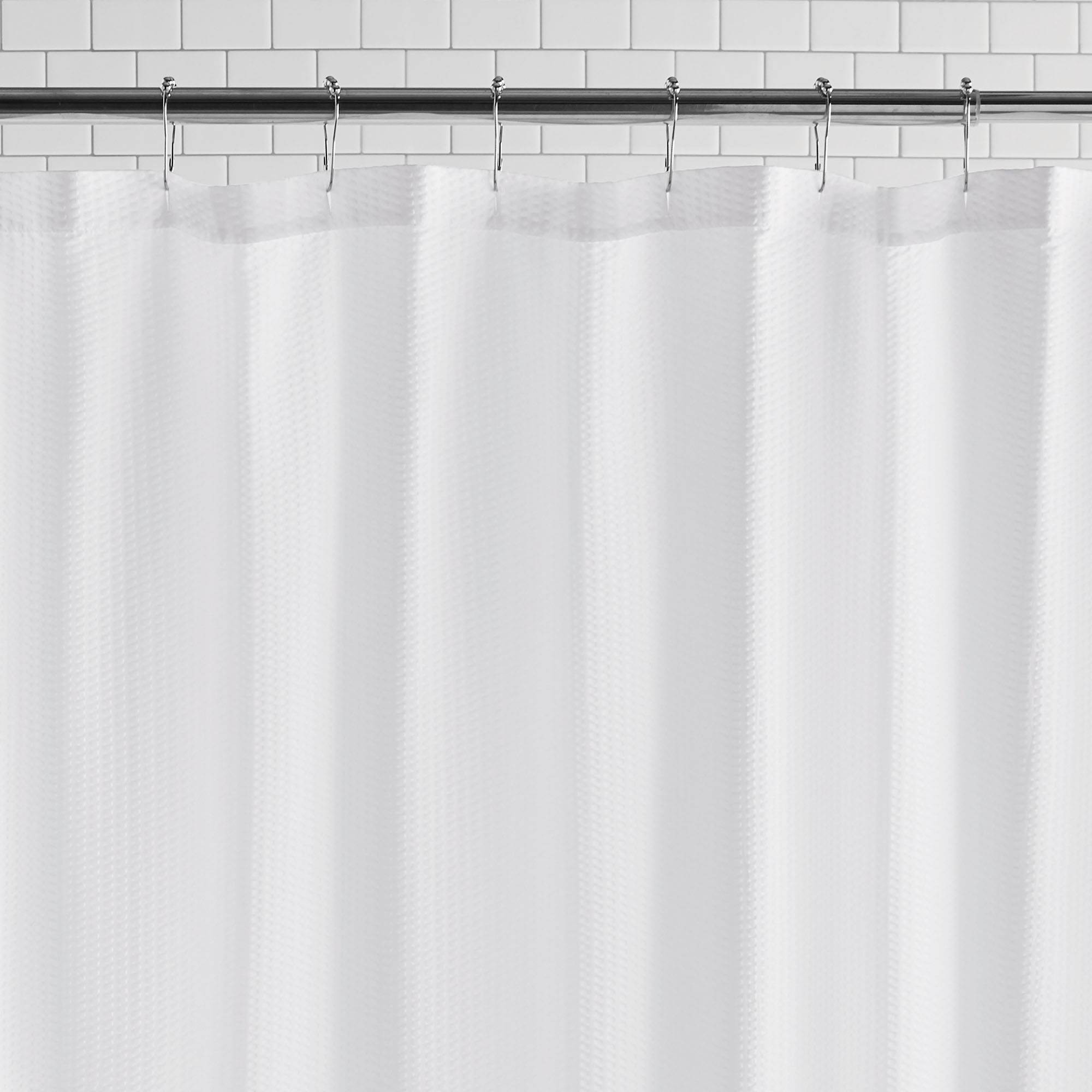 Mainstays Water Repellent Microfiber Fabric Shower Liner, White photo 3