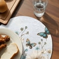 thumbnail image 3 of Teal Tulip Butterfly Round 13 Inch Placemats Set of 8, Beige Turquoise Floral Blue Coastal HeatResistant Non Slip Place Mats for Dining Table, Wipeable Braided Kitchen Table Mats for Housewarming, 3 of 9