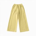 thumbnail image 5 of NOLDARES Girls Baggy Sweatpants Wide Leg Drawstring Elastic Waist Sweat Pants Straight Trackpant Kids Y2K Cute Joggers(W102-Yellow), 5 of 7