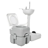 DEXTRUS 5.3 Gallon Portable Toilet and 17L Portable Camping Sink Hand Wash Basin Station & Flush Potty for Outdoor,Camping, RV Toilet