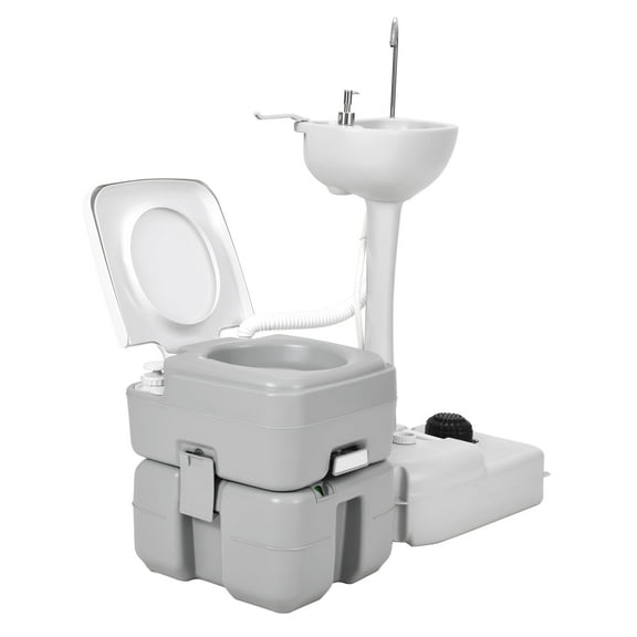 DEXTRUS 5.3 Gallon Portable Toilet and 17L Portable Camping Sink Hand Wash Basin Station & Flush Potty for Outdoor,Camping, RV Toilet