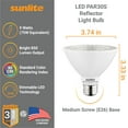 thumbnail image 4 of Sunlite LED PAR30 Short Neck Flood Light Bulb, 9 Watts, (75W Equivalent), 850 Lumens, Medium Screw (E26) Base, Dimmable, ETL Listed, 2700K Soft White, 6 Count, 4 of 5
