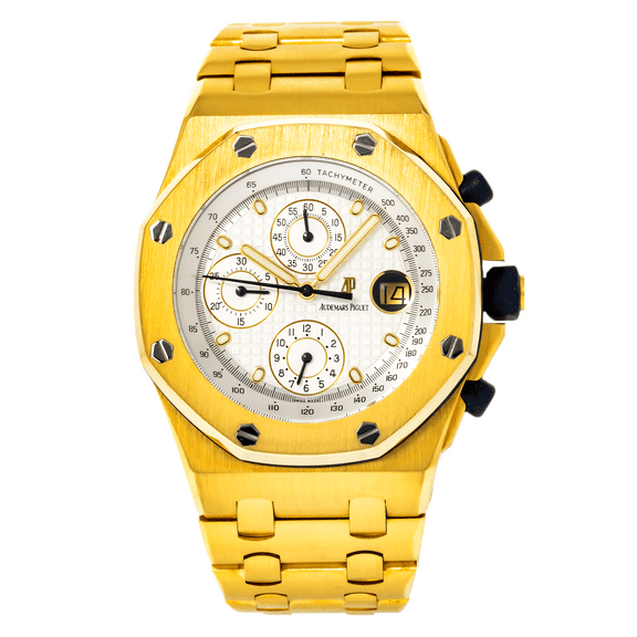 Pre-Owned Audemars Piguet Royal Oak Offshore Chronograph Yellow Gold White Dial 25721BA.OO.1000BA.03