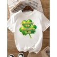 thumbnail image 2 of Playera estampada para mujer, divertida e inspiradora, novedosa, informal, de manga cortaWomen's St. Patrick's Day Casual T-Shirt - White, Polyester, Clover Print, Short Sleeve, Machine WasCamisetas, 2 of 8