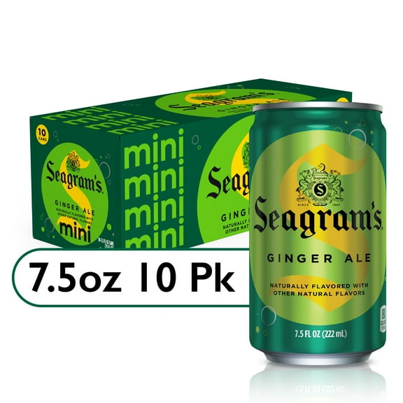 Seagrams Ginger Ale Soda Soft Drinks, 7.5 fl oz, 10 Pack