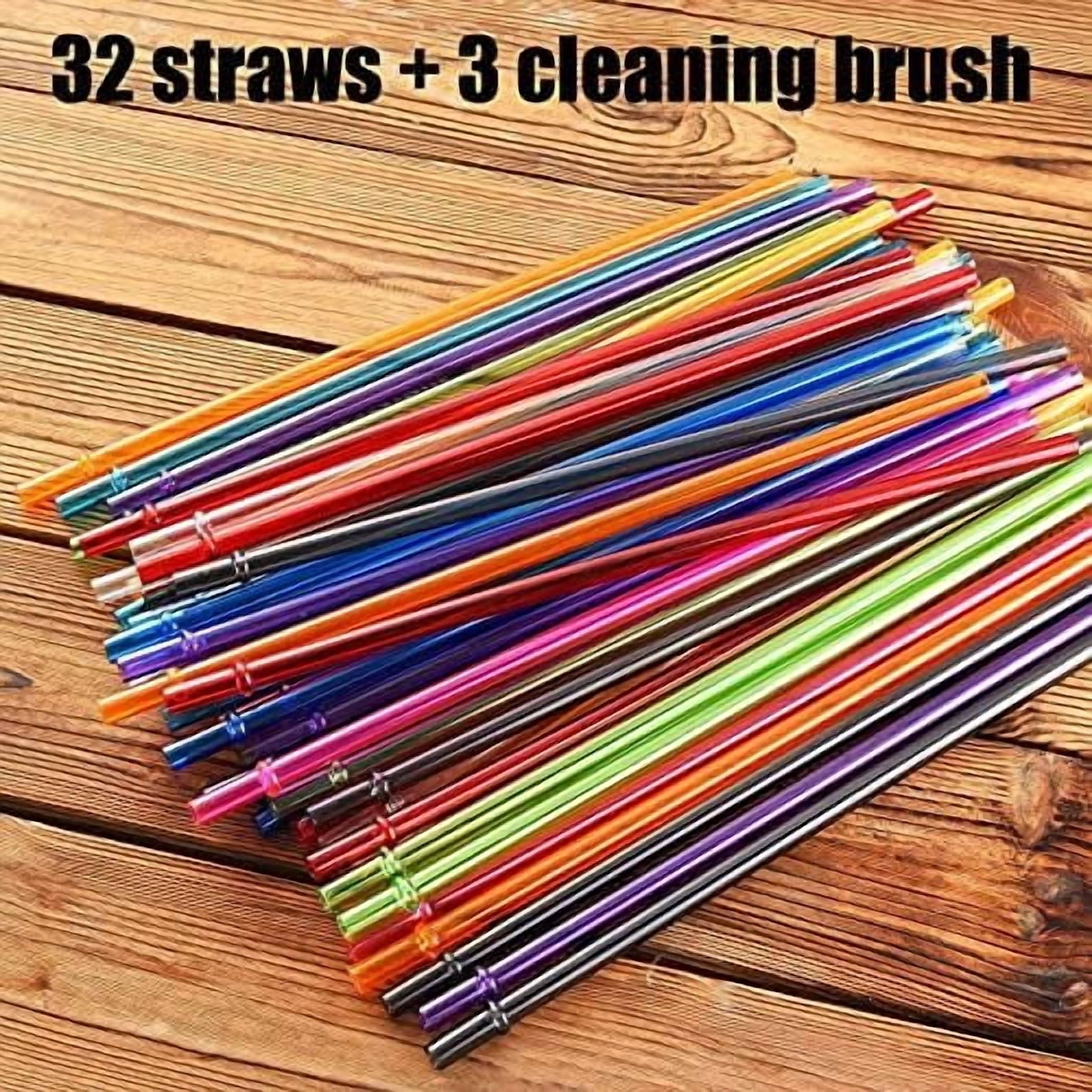 35-Pack Tritan Hard Plastic Reusable Straws with Cleaning Brush, 10.5 in Long Thick Unbreakable Straws for 30 OZ Tumblers, Mason Jar, Yeti, Tervis