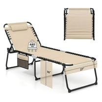 Lounge Chair for Outside, 440lbs 27” Oversize Folding Beach Tanning Sunbath Chair with Adjustable Backrest & Removable Pillow, Lightweight Portable Patio Lounger for Lawn Poolside (Sand,1)