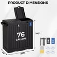 thumbnail image 3 of ZenSports 76Gal Dual Outdoor Trash Can W/Lid & Drip Tray, Weatherproof PP Patio Garbage Bin W/Wet, Dry Sorting Tags & 3 Ground Anchors & Ashtray, Black, 3 of 10