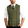 thumbnail image 2 of Men's Sweater Vest Dress Knit V Neck Button Sleeveless Casual Cardigan Sweaters Brown S, 2 of 7