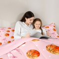 thumbnail image 4 of Manfei Pink Bowknot Twin Comforter Sets,3D Cartoon Basketball Pattern Bedding Set,Pink Reversible,2pcs,1 Comforter and 1 Pillowcase, 4 of 7