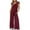 Wine, variant on Kmdttou Sweatsuits Active Jogging for Womens Fashion Summer Solid Casual V Neck Sleeveless Belted High Waist Long Pants Rompers on Clearance!