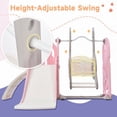 thumbnail image 4 of Toddler Slide and Swing Set 5 in 1, Kids Playground Climber Slide Playset with Basketball Hoop Freestanding Combination for Babies Indoor & Outdoor,64.2"Lx63.4"Wx40.2"H,Pink, 4 of 10