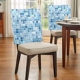 thumbnail image 4 of Blue White Color Block Chair Covers Set of 1 Summer Watercolor Square Ocean Chair Back Covers Stretch Removable Washable Slipcovers Protector for Dining Room Kitchen Party Decor, 4 of 9