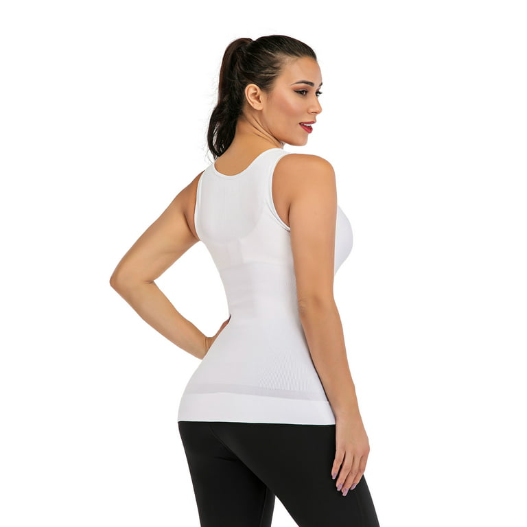 Slim Fit Corset Shapewear Vest Waist Trainer Body Shaper Gym Sports Vests  Wave Hem With Two Pads Black/White/Apricot 