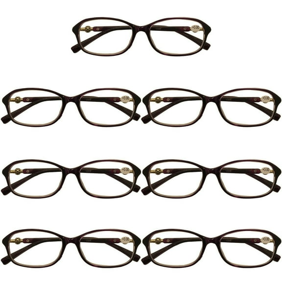 7 Packs Womens Oval Frame Reading Glasses Lightweight Classic Style Readers  1.00