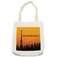 thumbnail image 1 of Eiffel Tower Tote Bag, I Know Exactly Where My Heart is Wording City Skyline, Cloth Linen Reusable Bag for Shopping Books Beach and More, 16.5" X 14", Cream, by Ambesonne, 1 of 2