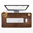 thumbnail image 1 of Genuine Leather Desk Pad - Large Desk Mat for Keyboard and Mouse - Office Desktop Protector - 31x15.6 - Antique Design - 3mm Thickness, 1 of 4