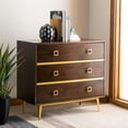 thumbnail image 3 of SAFAVIEH Katia Contemporary Retro Three Drawer Chest, Brown (31.9 in. W x 16 in. D x 29 in. H), 3 of 14