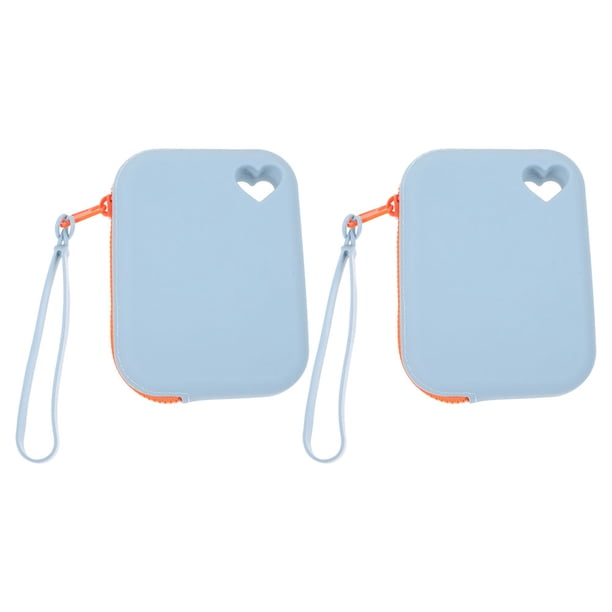 minibolsos portátiles de silicona impermeables para guardar llaves, tarjetas, cables, auriculares y pequeños accesorios Bolsas reutilizables para uso diario, color azul