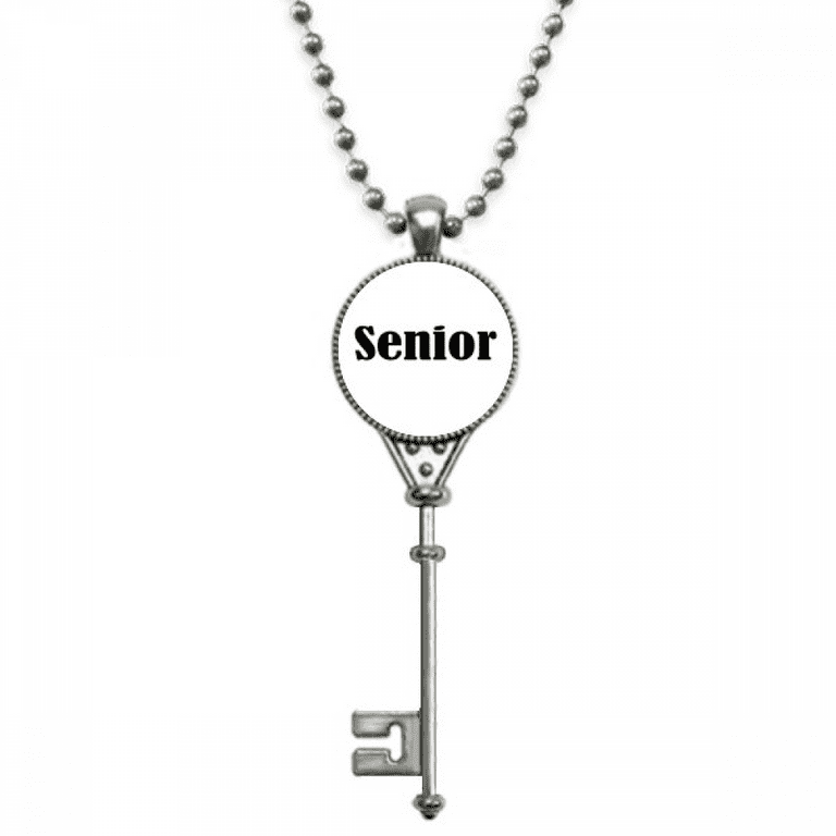 Black Single Words Senior Pendant Vintage Necklace Silver Key Jewelry Women s Size One size Grey Type