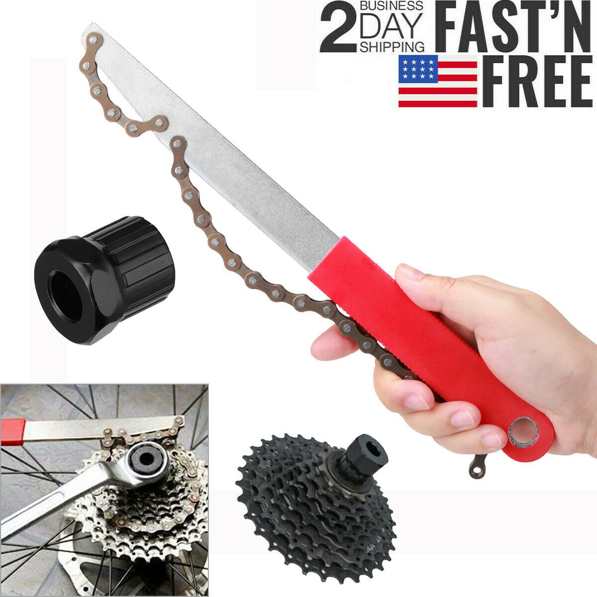 Freewheel Bike Chain Whip Cycle Bicycle Cassette Remover Repairing Hand Tool 