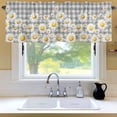 thumbnail image 6 of Spring Floral Window Valance for Kitchen, Watercolor White Flowers Gray White Plaid Rod Pocket Short Curtain for Small Windows, Light Filtering Decorative Valance, 42 x 18 Inch, 1 Panel, 6 of 9
