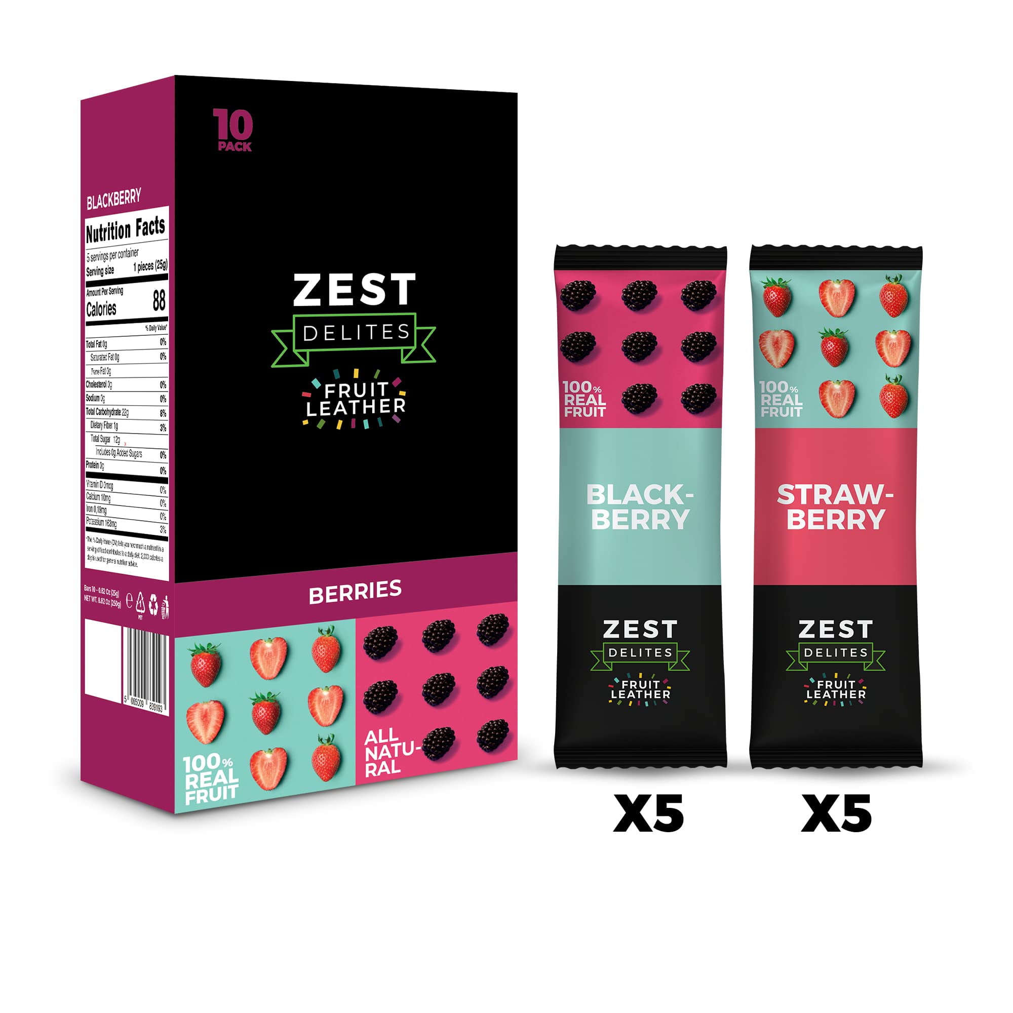 Zest Delites Fruit Leather Snacks, Gluten Free Vegan Healthy Snacks for