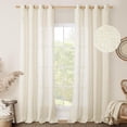 thumbnail image 2 of Natural Ivory Linen Semi Sheer Curtains 84 inch Length, Cream Light Filtering Soft Thick Neutral Living Room Drapes with Bronze Grommet for Bedroom/Farmhouse, 2 Panels, 52 x 84 Inch, 2 of 5