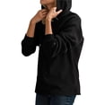 thumbnail image 3 of Sudadera con Capucha para Mujer, Informal, de Punto Gofre, de Larga, con Cordón Ajustable, Ligera, con Capucha Negro XL, 3 of 8
