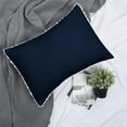 thumbnail image 5 of DNG Creations 4 Piece Pom Pom Sheet Set 100% Egyptian Cotton, White Pom-Pom Fringe Solid Pattern 18 Inch Deep Pocket ( Solid Navy Blue - King ), 5 of 7