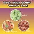 thumbnail image 4 of Mega Sour Candy Variety Pack Assorted Sour Candy Mix, Fruits, Apple & Cola Flavors, Individually Wrapped Candies, 4-Pack Gift Set, 4 of 8