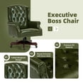 thumbnail image 4 of AVAWING Classic Boss Chair Wingback Traditional Chair High Back Faux Leather Chair Ergonomic Executive Office Chair Swivel Desk Chair, Green, 4 of 7