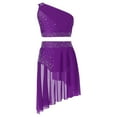 thumbnail image 3 of iiniim Girls Lyrical Dance Shiny Rhinestones Crop Top with Skirted Leotard 2-Piece Ballet Dance Outfits Purple 6, 3 of 7