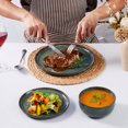 thumbnail image 2 of Onader 12 Piece Dinnerware Sets, Plates and Bowls Set for 4, Handmade Stoneware Dishes Sets for Home Restaurant, Dishwasher & Microwave Safe - Blackish Green, 2 of 9