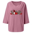 thumbnail image 4 of YUNAFFT Womens Tops Casual Loose Fashion Women's Valentine's Day V-Neck Printing Vintage RetroFlax 3/4 Sleeve Loose Top On Sale, 4 of 6