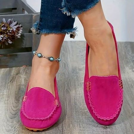 

All-Season Chic Women s Flannel Loafers – Comfortable Slip-On Lightweight & Versatile Plain Toe Casual Shoes