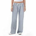 thumbnail image 5 of GEWSEY Women's Striped Wide Leg Lounge Pants Pinstripe Drawstring Lightweights Beach Trousers (Blue, XXL), 5 of 9