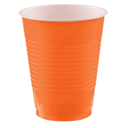 Big Party Pack Plastic Cups, 50 Count (Pack of 1), Orange Peel, Holds up To 18 Oz, For Party and Picnics