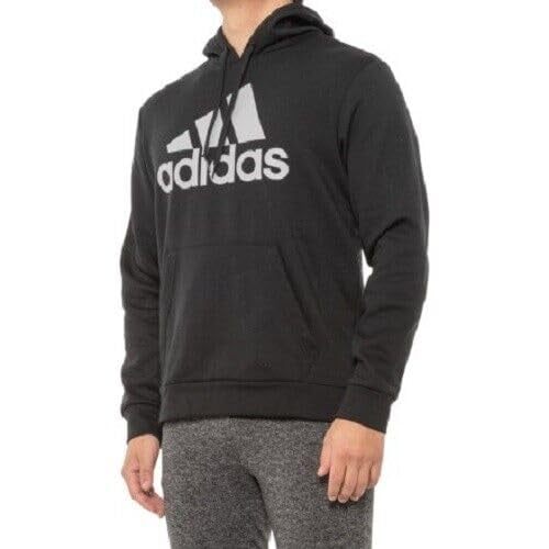 adidas CVC Fleece Men's Hoodie - Black & Grey - Size Large
