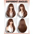thumbnail image 5 of Long Straight Ginger Wig with Bangs for Women Layered Wigs With  Hairstyle 4x2 Realistic  Scalp Glueless Wig Synthetic Heat Resistant for Daily Party Use(Ginger, 26Inch), 5 of 6