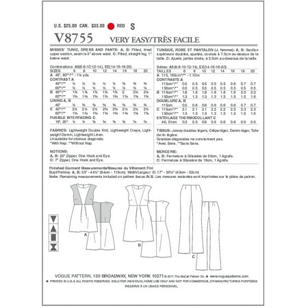 Vogue Misses' Tunic, Dress And Pants-a5